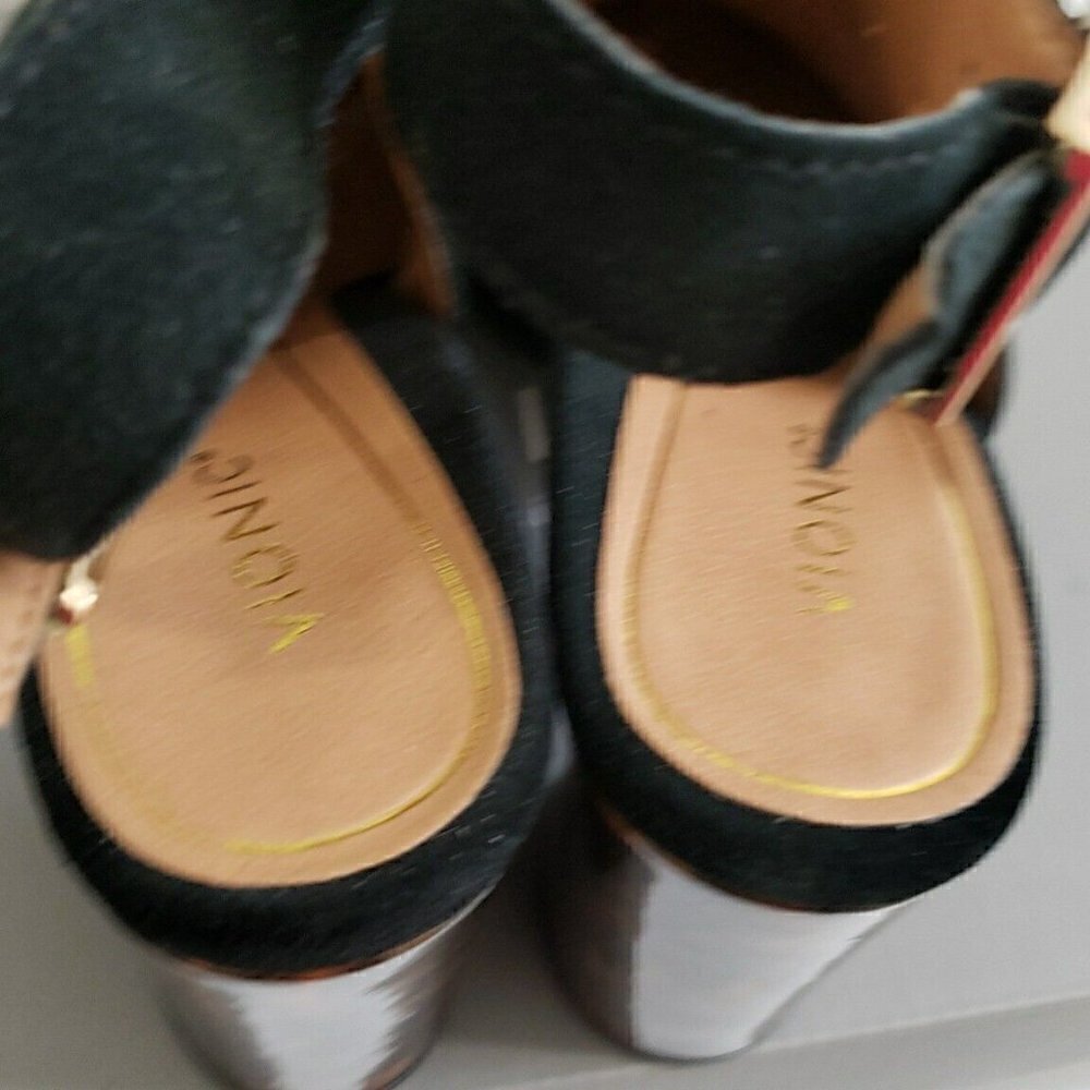 Vionic Lacey Black Tortoise Suede Block Heel Slingback Women's Sz 9 - Picture 5 of 8